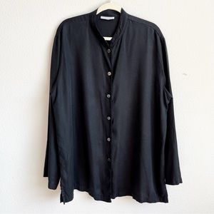 Bryn Walker Button Up Oversized Shirt Black Long Sleeve Tunic